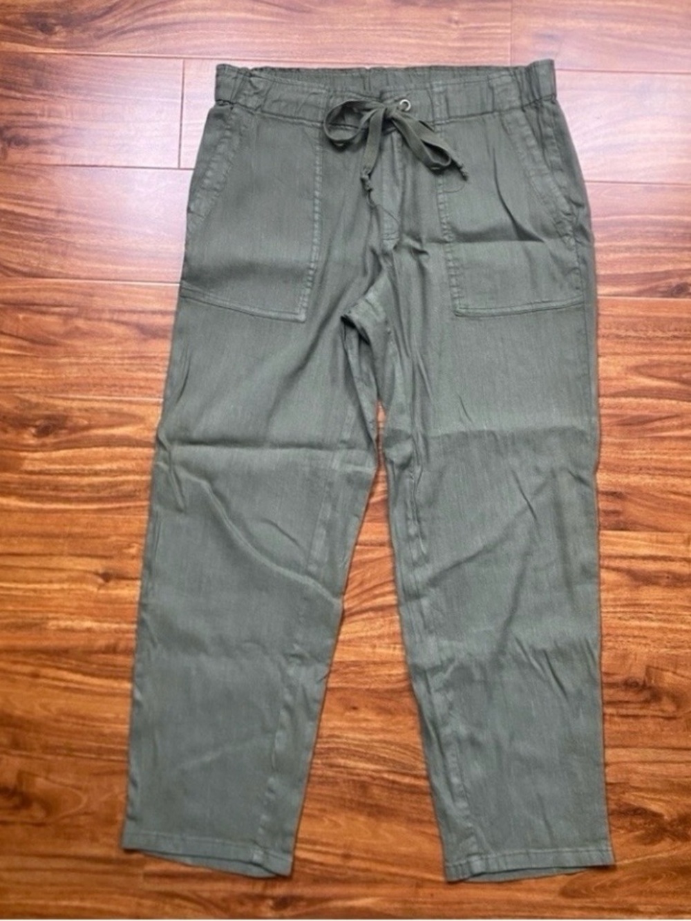 Kut from the Kloth Women's Olive Midrise Lightweight Crop Straight Pants Size L